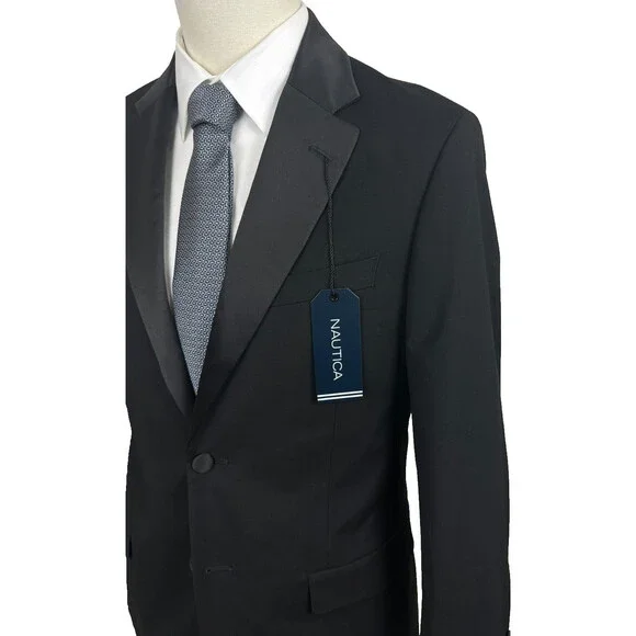 NAUTICA Tuxedo Suit Men's Size 40R 34W Black Modern Fit Stretch NWT $395 - Picture 9 of 15